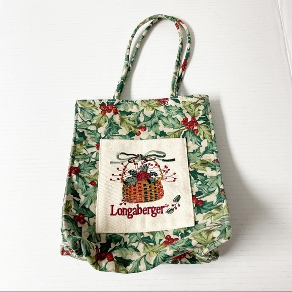 Longaberger Handbags - Longaberger Canvas Tan and Floral Berries Small Tote